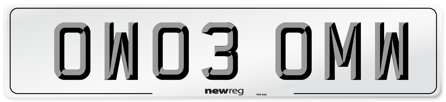 OW03 OMW Number Plate from New Reg